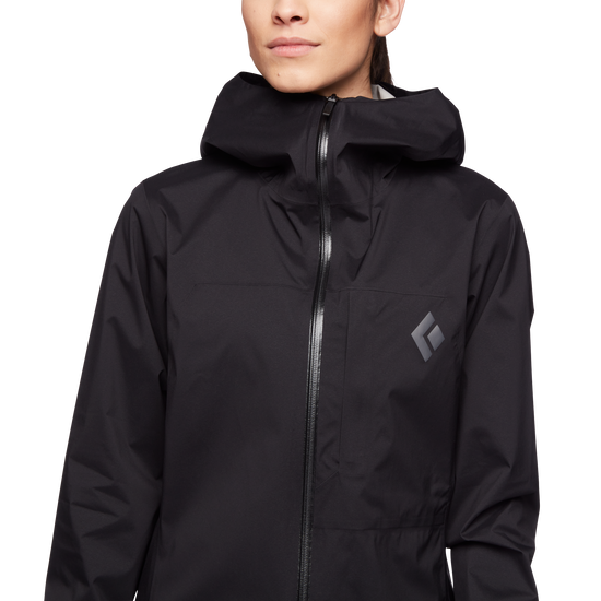 CHAMARRA IMPERMEABLE-FINELINE-STRETCH SHELL-BLACK-BLACK DIAMOND-MUJER