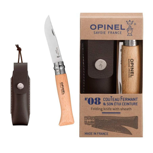 NAVAJA-ACERO INOXIDABLE-No 8-CON FUNDA-OPINEL