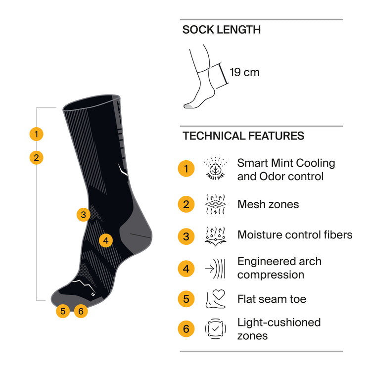 CALCETINES- COOLNET-CREW SOCK-GRAPHITE-BUFF